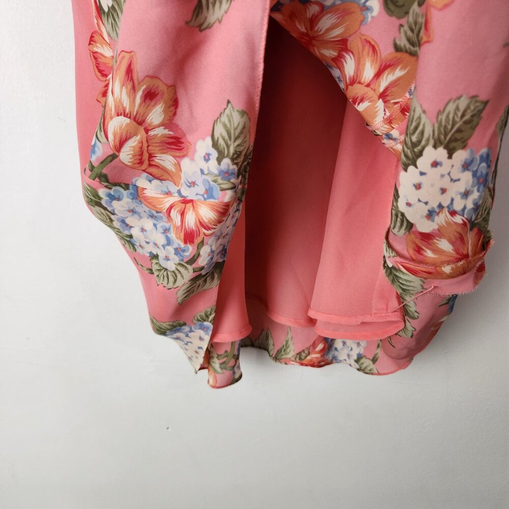 Vintage Silk Skirt Womens 8 Pink Floral Maxi Trad Wife Y2K Feminine Garden - Picture 7 of 13
